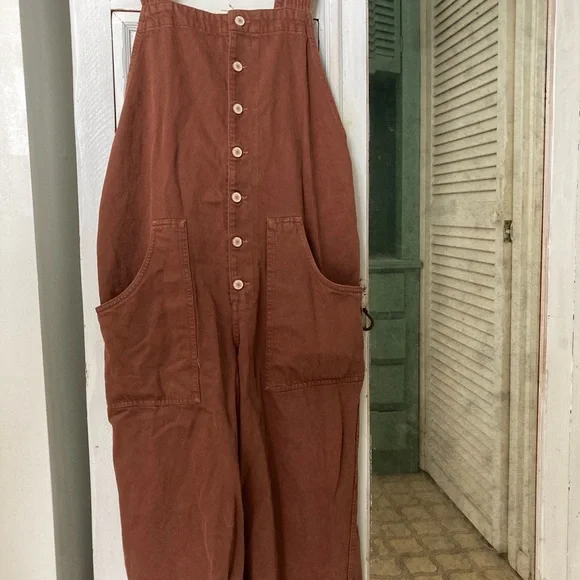 FREE PEOPLE Overalls Fields Of Flowers Wide Leg Overalls Jumpsuit We The Free - Picture 2 of 6